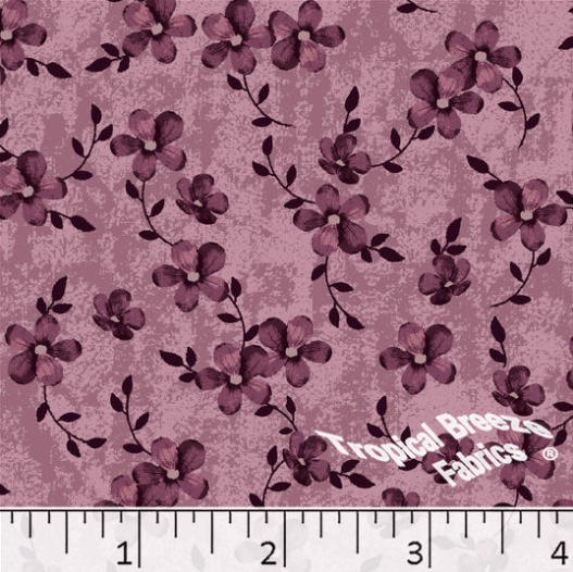 Mauve Flowers Poly Cotton Fabric