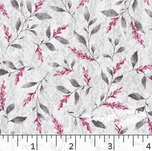 Silver Pretty Floral Poly Cotton Fabric