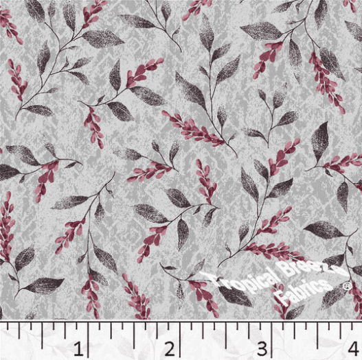 Gray Pretty Floral Poly Cotton Fabric