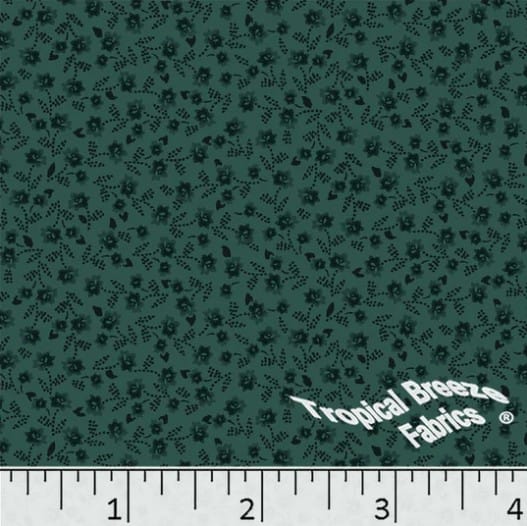 Forest Green Tiny Flowers Poly Cotton Fabric