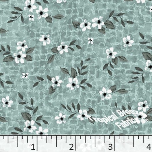 Dusty Jade Floral Poly Cotton Fabric