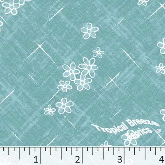 Aqua Cute Scattered Floral Poly Cotton Fabric