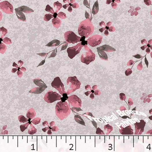 Magenta Flowers Poly Cotton Fabric