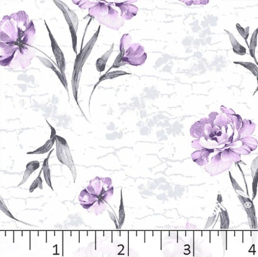 Lavender Rock Peonies Poly Cotton Fabric