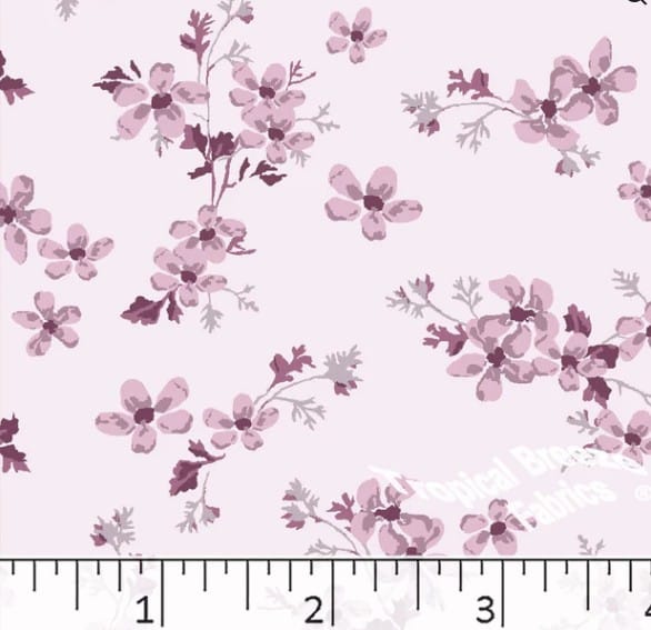 Dusty Lavender Floral Poly Cotton Fabric