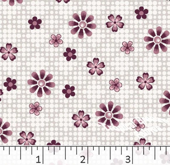 Raspberry Floral Dot Poly Cotton Fabric