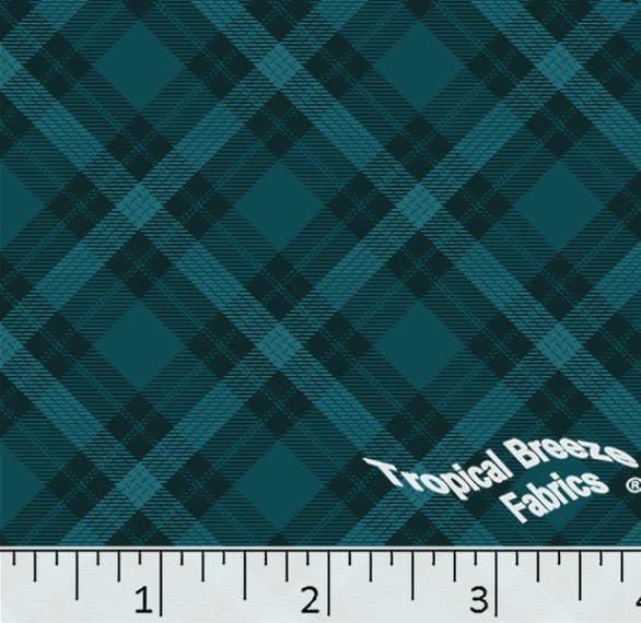 Turquoise Diagonal Plaid Poly Cotton Dress Fabric