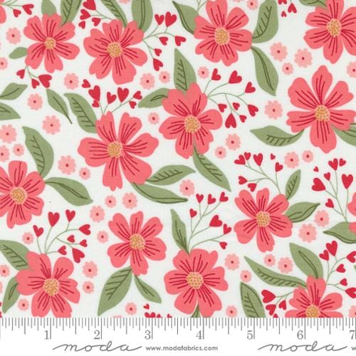 35" Remnant Moda Love Blooms Love in Bloom Floral Quilting Cotton Fabric- Lace
