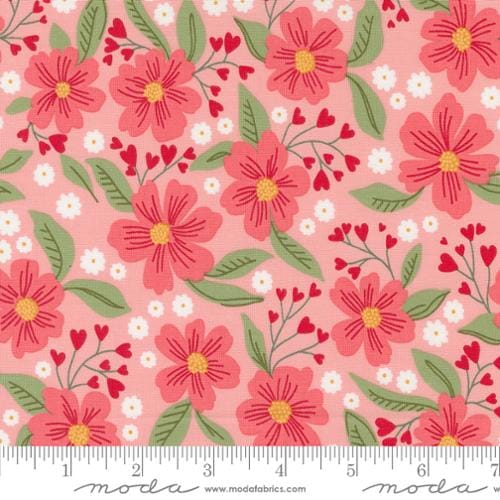 24" Remnant Moda Love Blooms Love in Bloom Floral Quilting Cotton Fabric- Blush