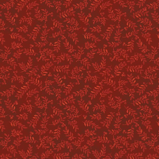 Benartex Sunflower Days Harvest Berry Leaves Quilting Cotton Fabric- Red