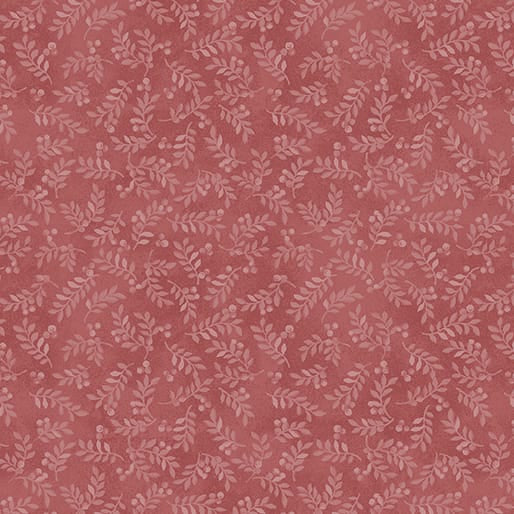 Benartex Wooly Cats Harvest Berry Leaves Quilting Cotton Fabric- Paprika