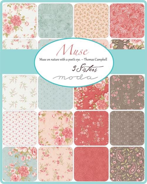 Moda Fabrics Muse Flower Silhouette Florals Dots Quilting Cotton Fabric- Blush
