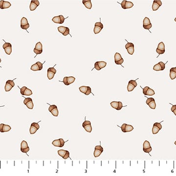 Figo Fabrics Charmwood Acorns Quilting Cotton Fabric- Cream