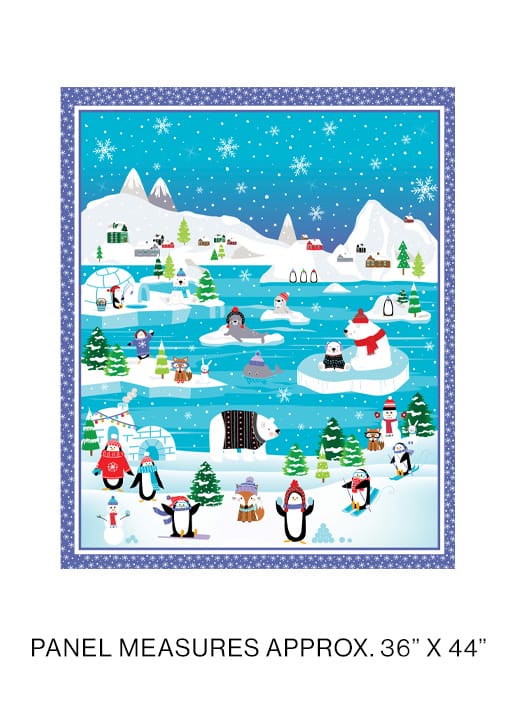 Benartex Snow Place Like Home Snow Fun Panel Quilting Cotton Fabric- Multi