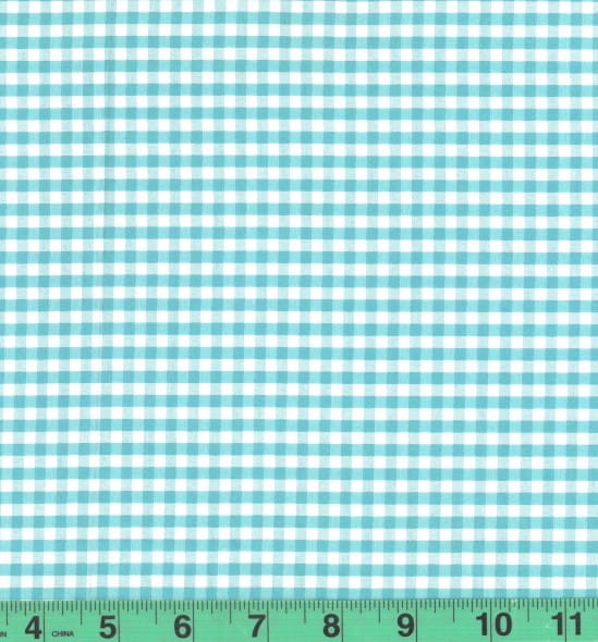 1/8" Aqua Checkered Yarn Dyed Poly Cotton Fabric