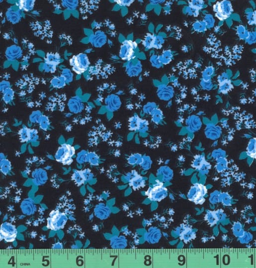 Arabesque Navy Roses Easycare Poly Cotton Fabric