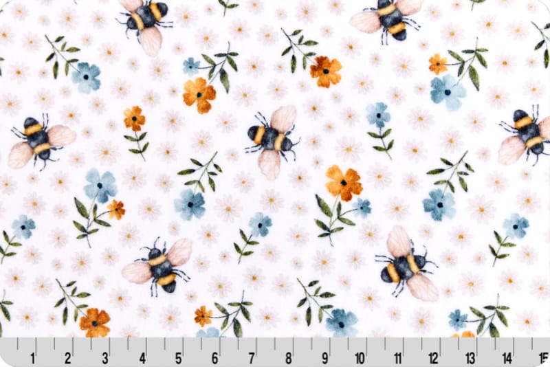Shannon Fabrics Cuddle Cloud Double Sided 58/60" wide- Bees and Blooms Raindrop