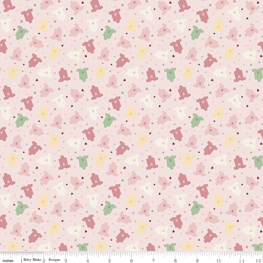 Riley Blake Baby Girl Onesies Quilting Cotton Fabric- Pink