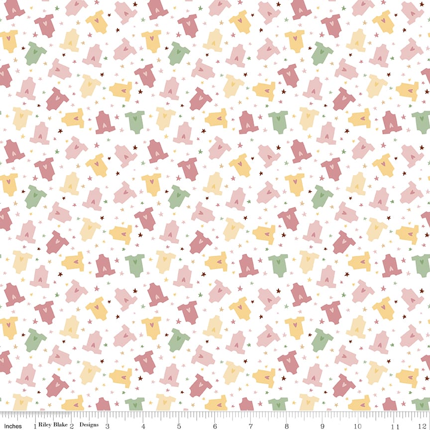 Riley Blake Baby Girl Onesies Quilting Cotton Fabric- White