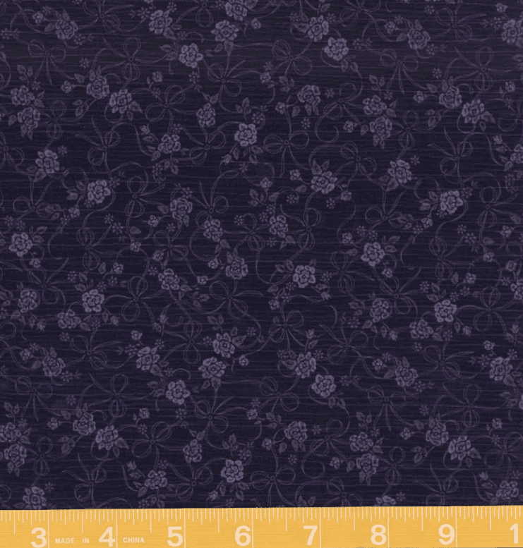 Deep Purple Floral Yoryu Crinkle Polyester Fabric