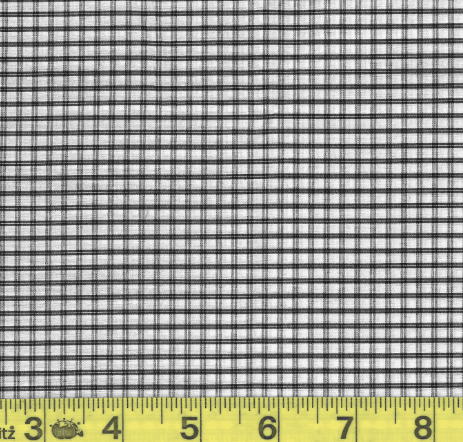 Black & White Tiny Check Plaid Poly Cotton Fabric