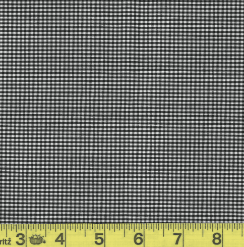 Black Tiny Check Plaid Poly Cotton Fabric