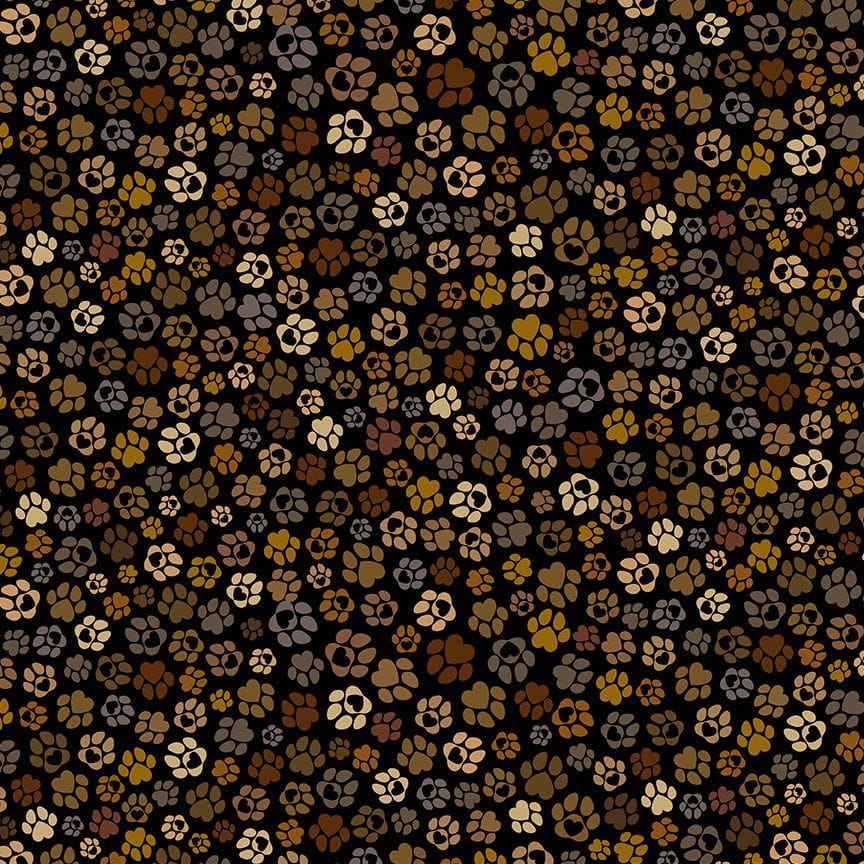 Timeless Treasures Dog Paws Quilting Cotton Fabric- Black