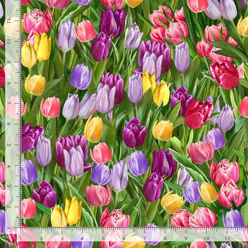 Timeless Treasures Just Hatched Tulip Field Quilting Cotton Fabric- Tulip