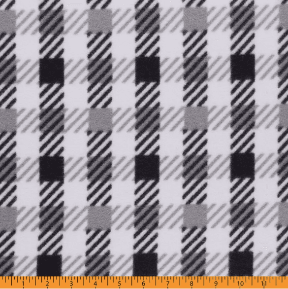 Deac Black, White, Gray Plaid Polar Fleece