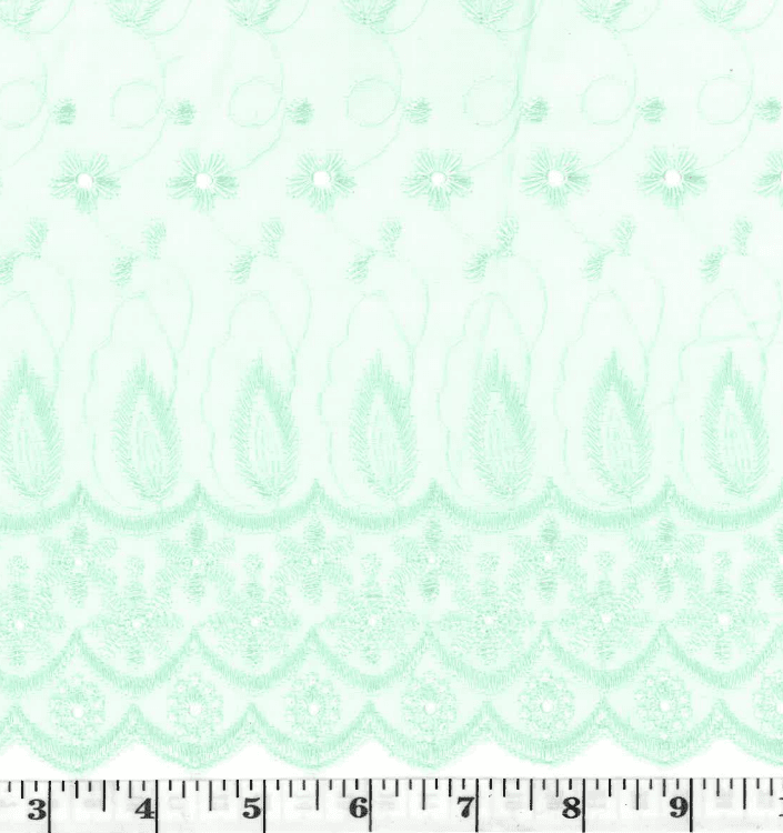 Mint Scalloped Canary Eyelet 42" wide