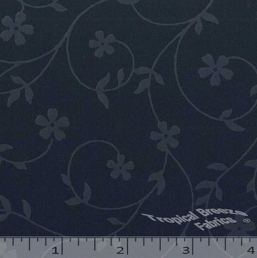 Navy Embossed Swirls Tone-on-Tone Polyester Fabric