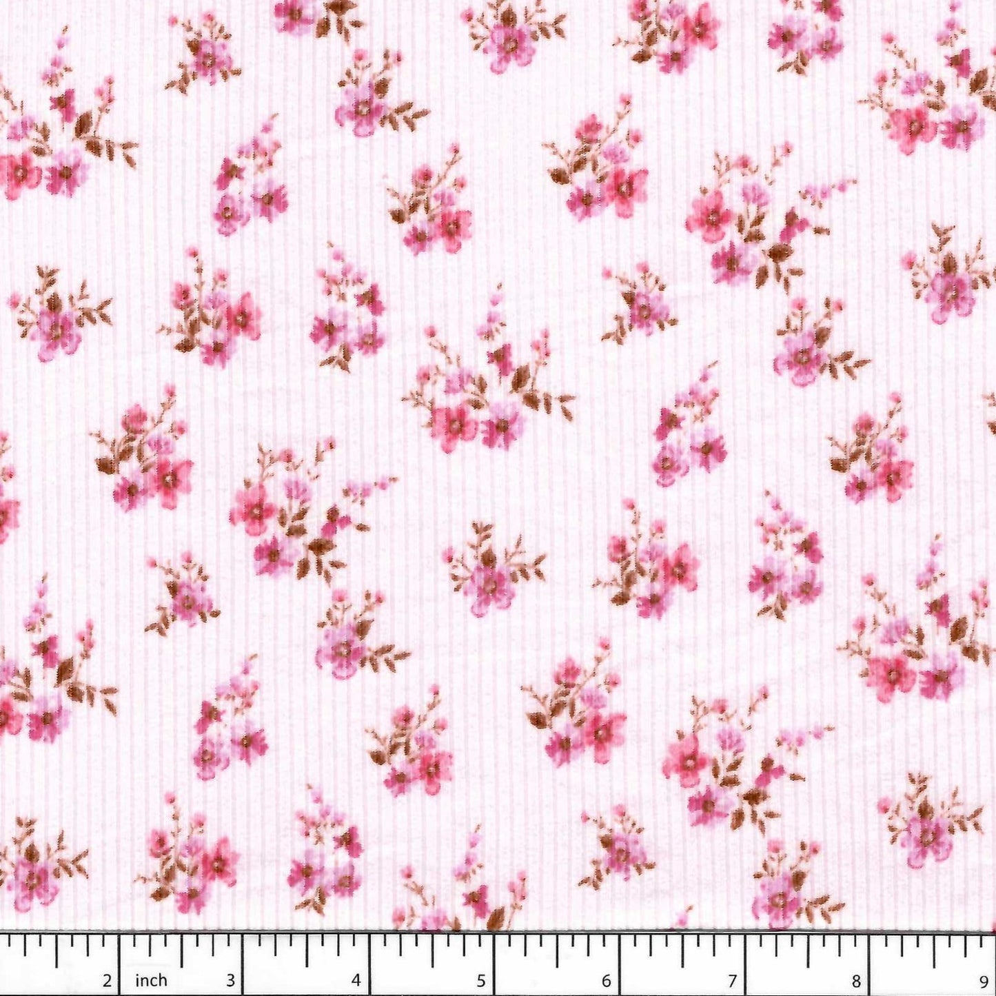 Elsa Pink Flower Bunches Soft Rib Knit Fabric