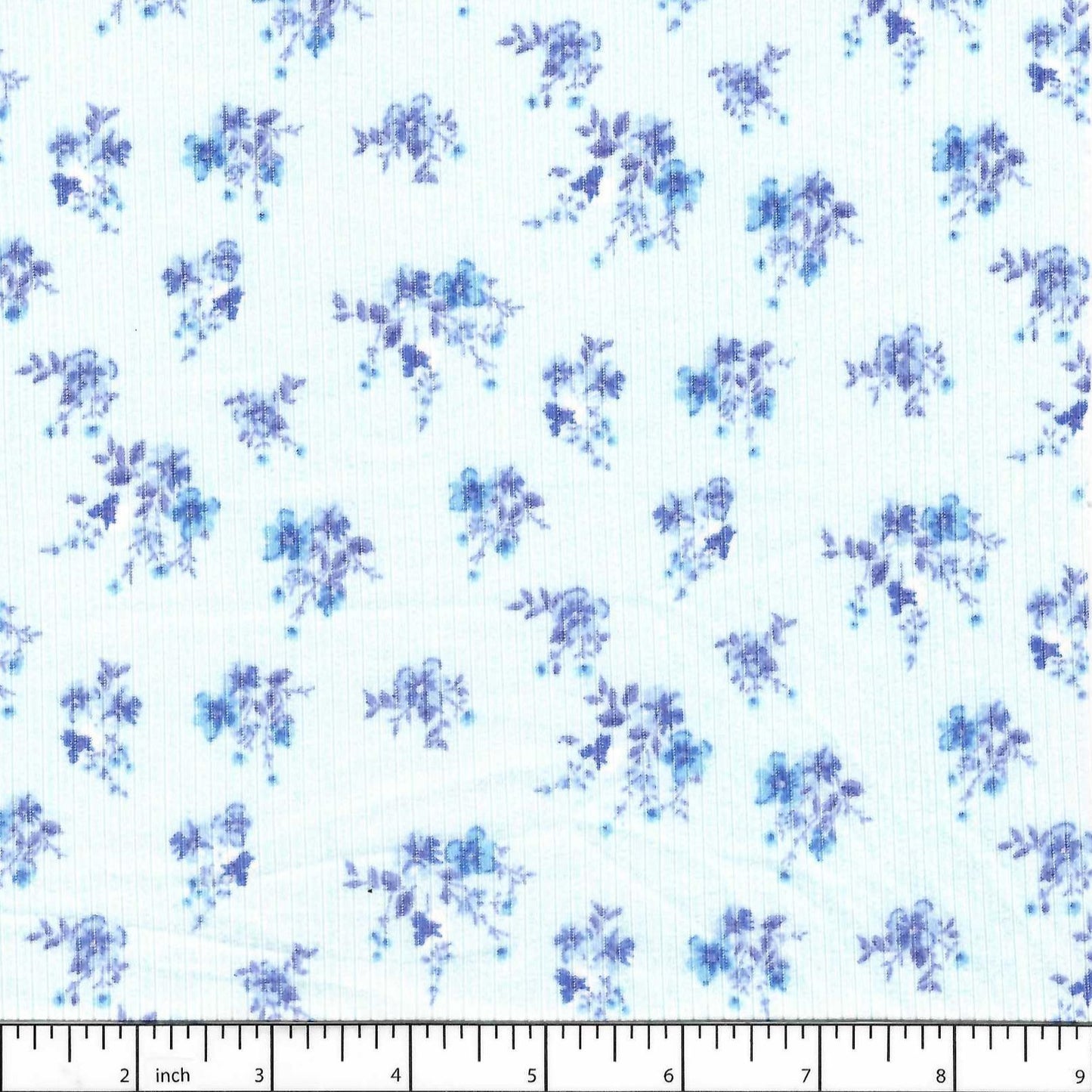 Elsa Light Blue Flower Bunches Soft Rib Knit Fabric