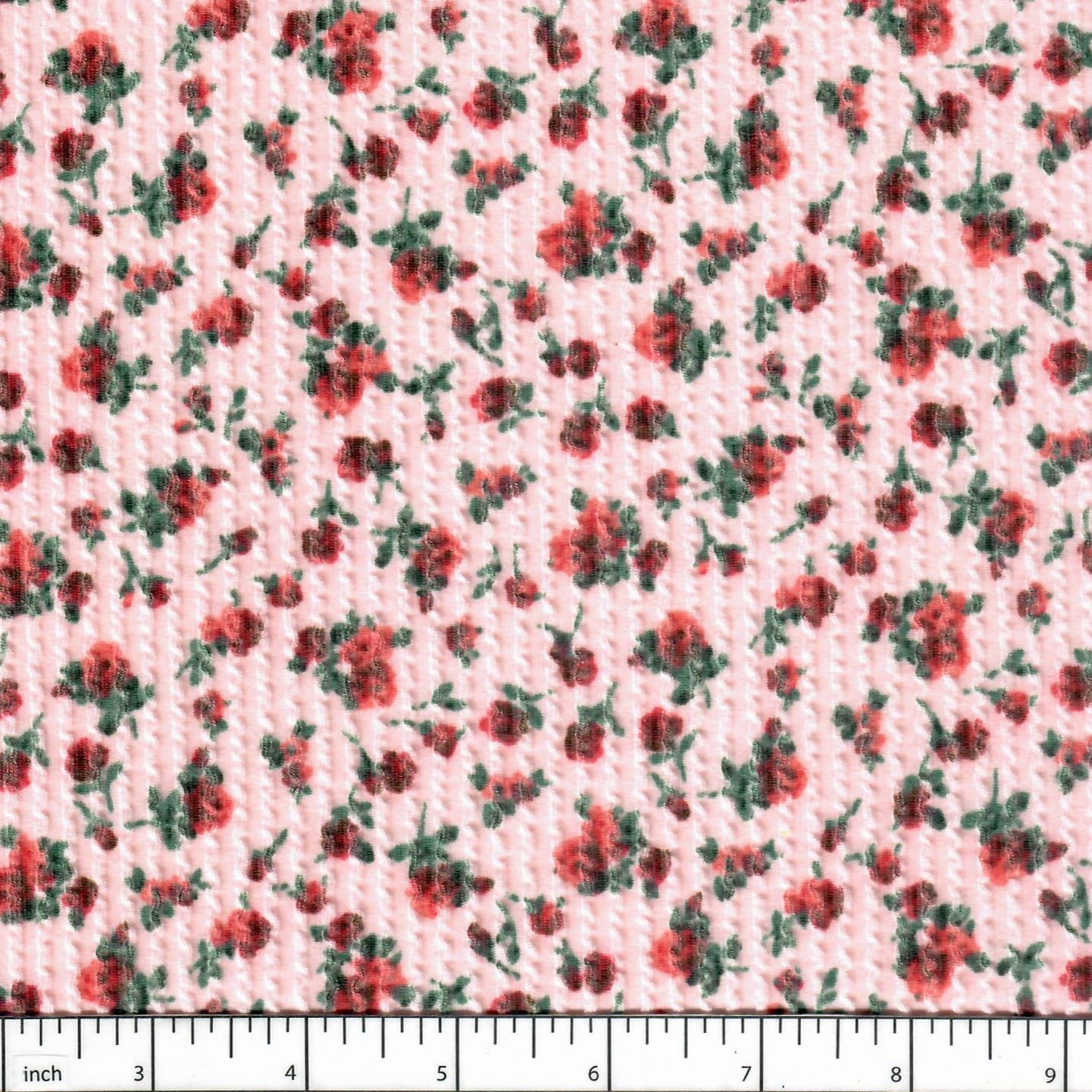 Joanne Pink Flowers Soft Wavy Rib Knit Fabric