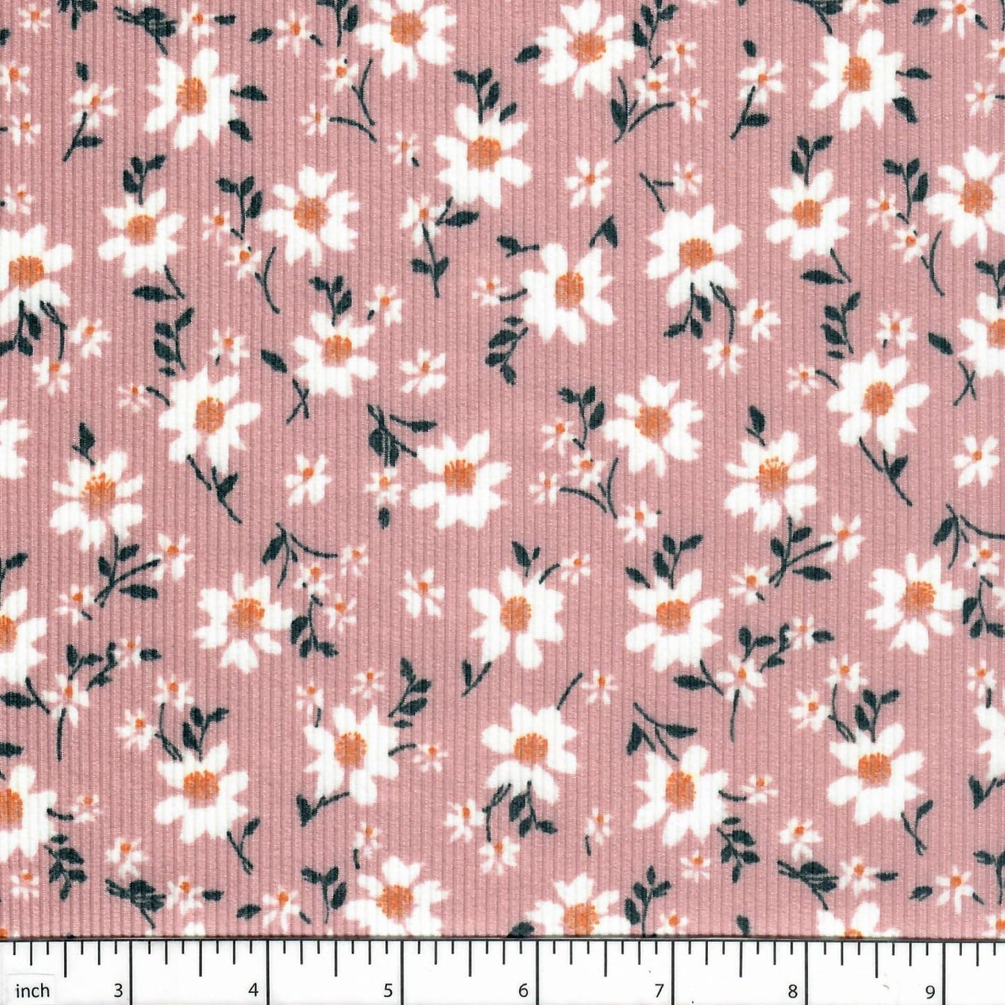 Mary Mauve Flowers Soft Rib Knit Fabric