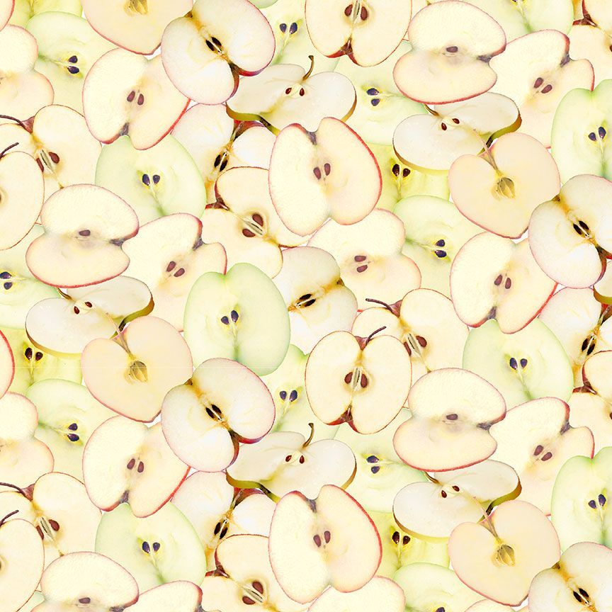 Timeless Treasures Orchard Valley Packed Apple Slices Quilting Cotton Fabric- Cream