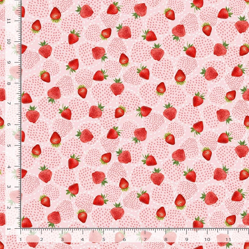 Timeless Treasures Berry Sweet Dotty Strawberries Quilting Cotton Fabric- Berry