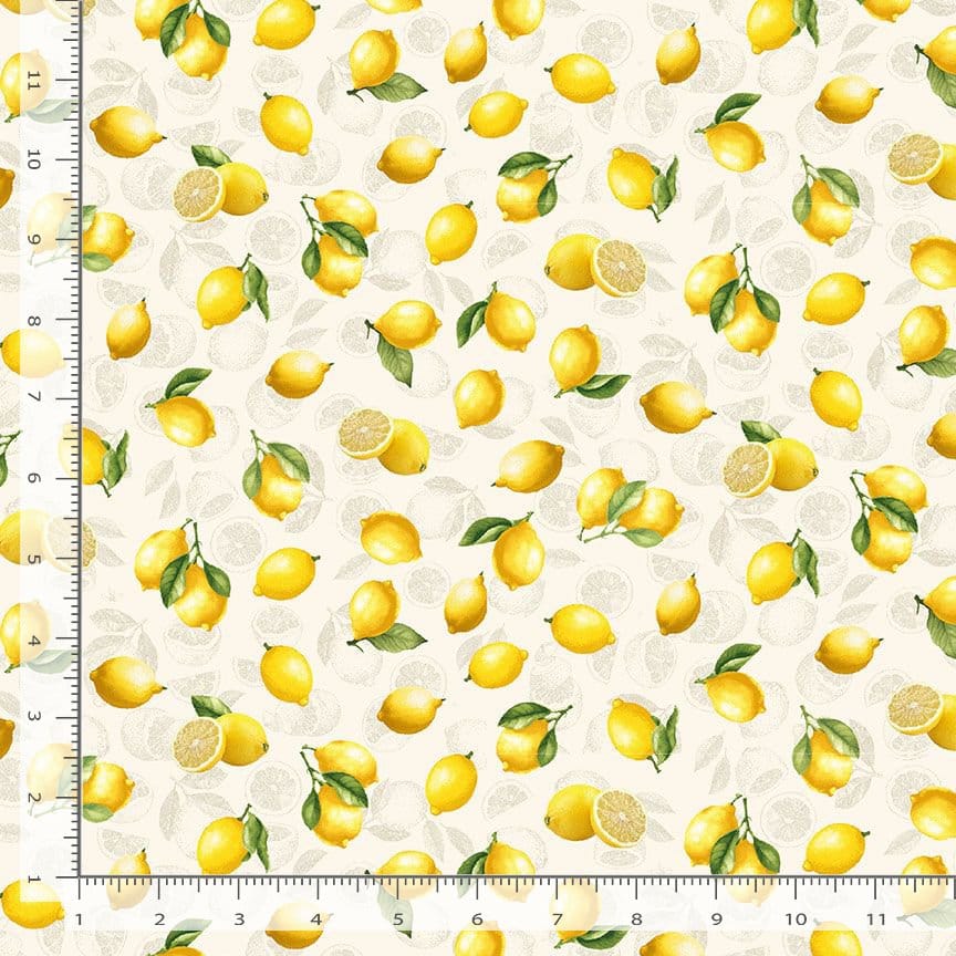 Timeless Treasures Limoncello Tossed Lemons Quilting Cotton Fabric- Cream