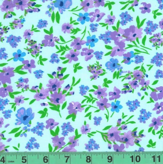 Gaylene Blue Floral Easycare Poly Cotton Fabric