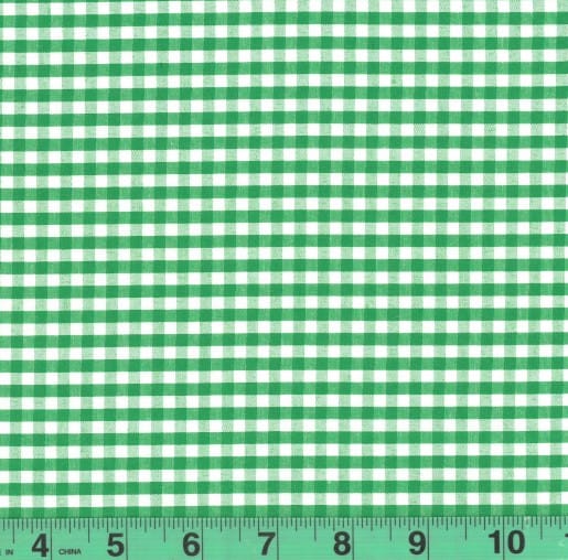 1/8" Kelly Green Checkered Yarn Dyed Poly Cotton Fabric