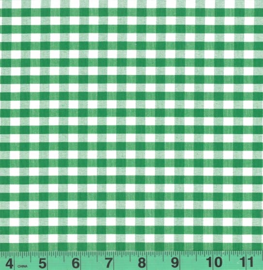 1/4" Kelly Green Checkered Yarn Dyed Poly Cotton Fabric