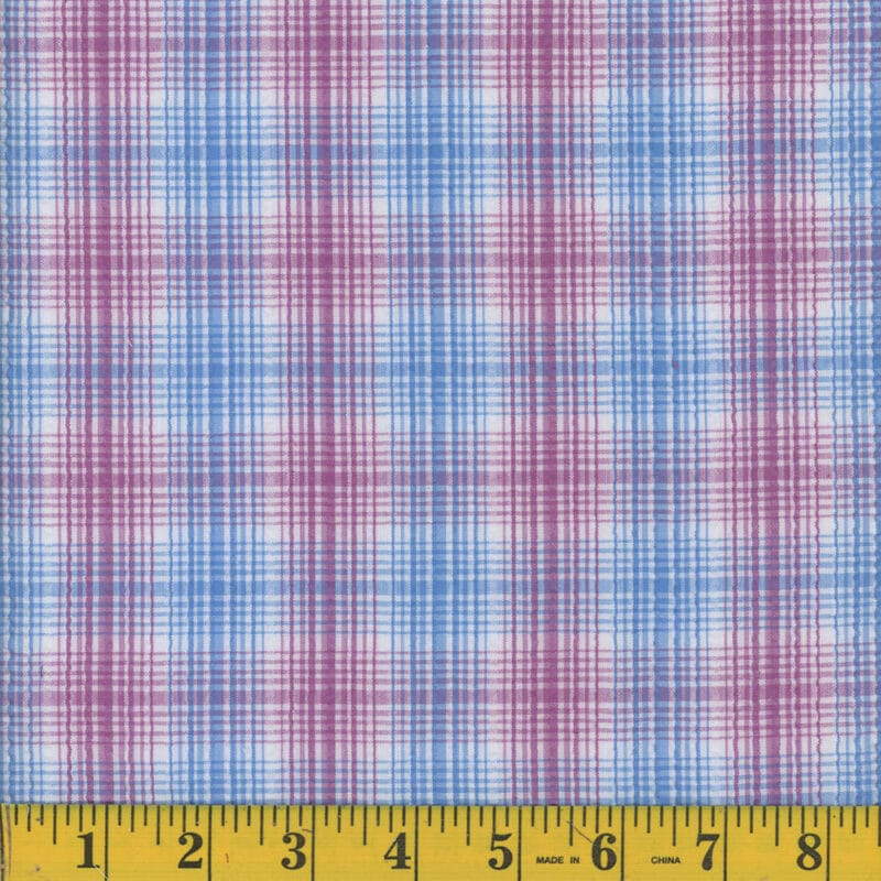 Lavender & Blue Plaid Seersucker Fabric