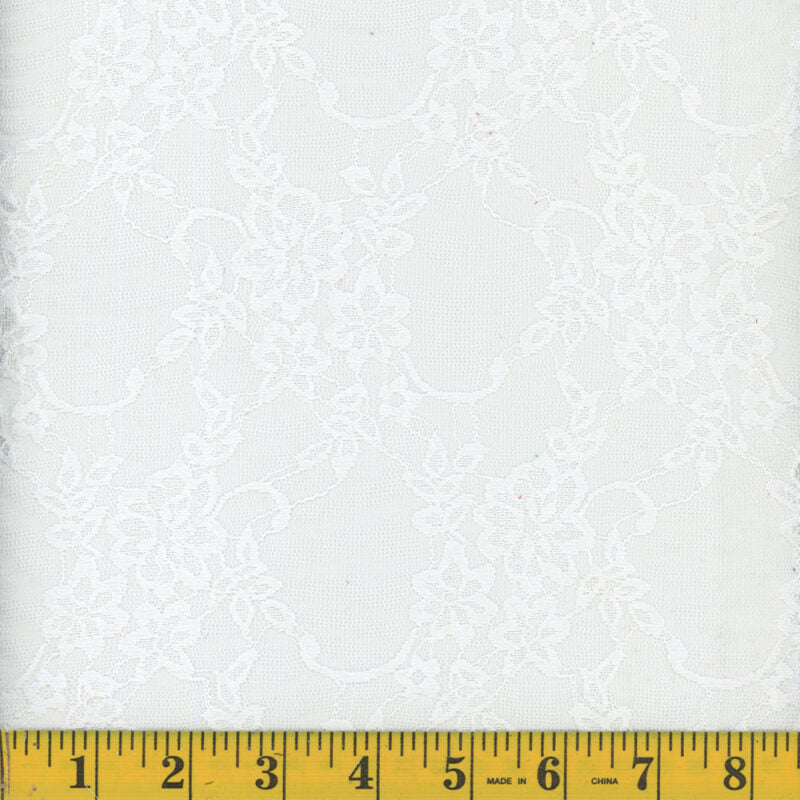 White Floral Stretch Lace Fabric