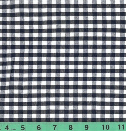 1/4" Navy Blue Checkered Yarn Dyed Poly Cotton Fabric