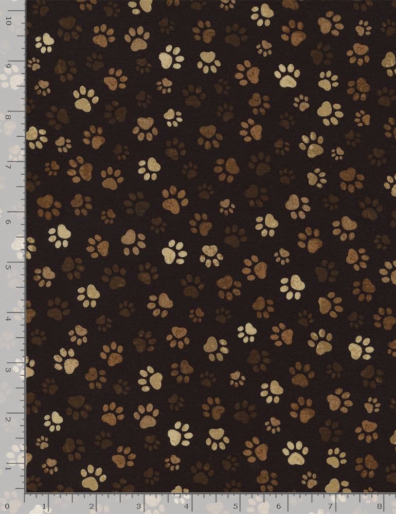 Timeless Treasures Paw Print Quilting Cotton Fabric- Mud