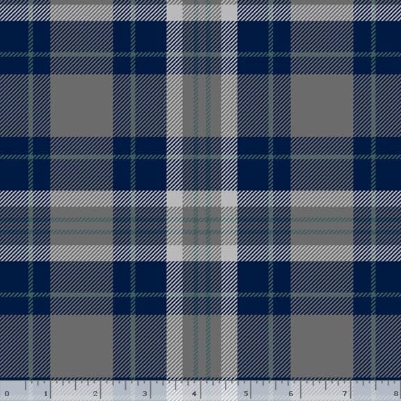 Marcus Fabrics Primo Plaid Cool Blues Quilting Cotton Flannel- Denim