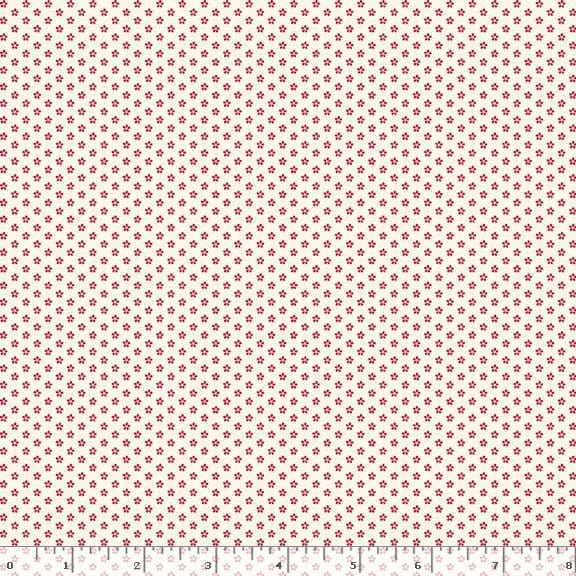 Marcus Fabrics Aunt Grace Goes Scrappy Mini Flowers Quilting Cotton Fabric- Red