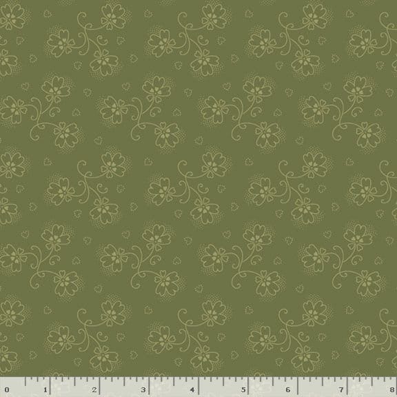 Marcus Fabrics Dandy Pansies Rustling Quilting Cotton Fabric- Green
