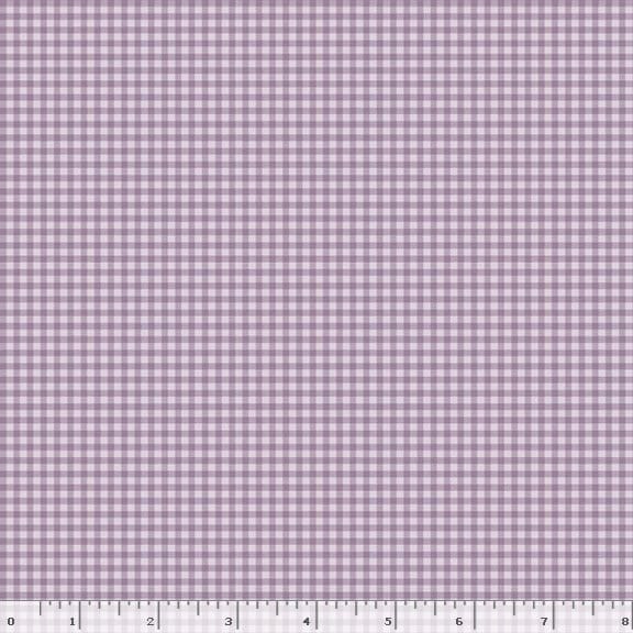 Marcus Fabrics Dandy Pansies Mini Check Quilting Cotton Fabric- Lilac