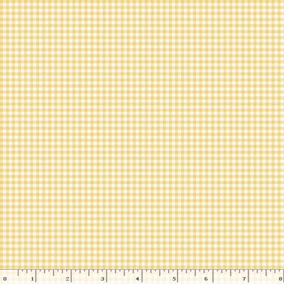 Marcus Fabrics Dandy Pansies Mini Check Quilting Cotton Fabric- Yellow